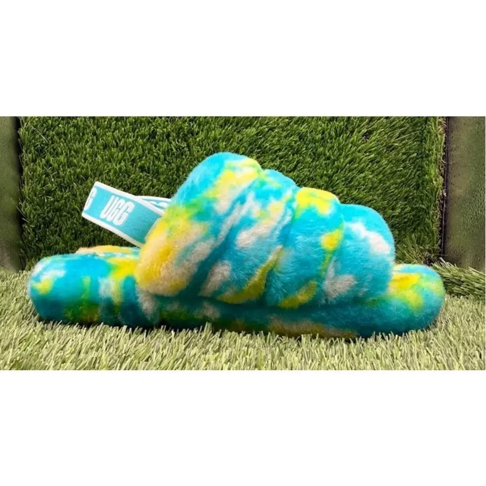 UGG Kids Fluff Yeah Slide Oasis Blue Slippers 1123636K – Size 6